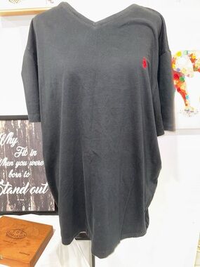 Polo by Ralph Lauren Black V‑Neck Shirt with Red Pony Logo